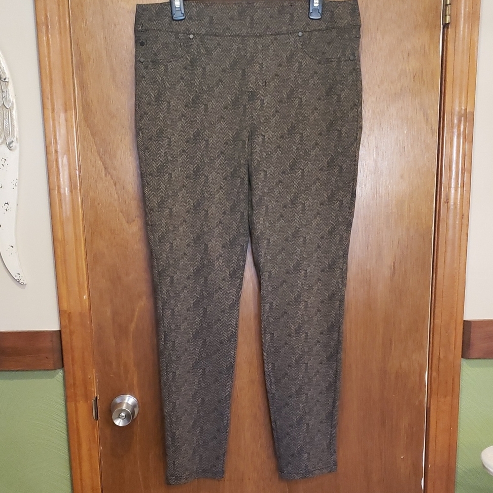 Liverpool Jeans Company Brown and Black Tweed Pattern Stretch/Legging Like Pants